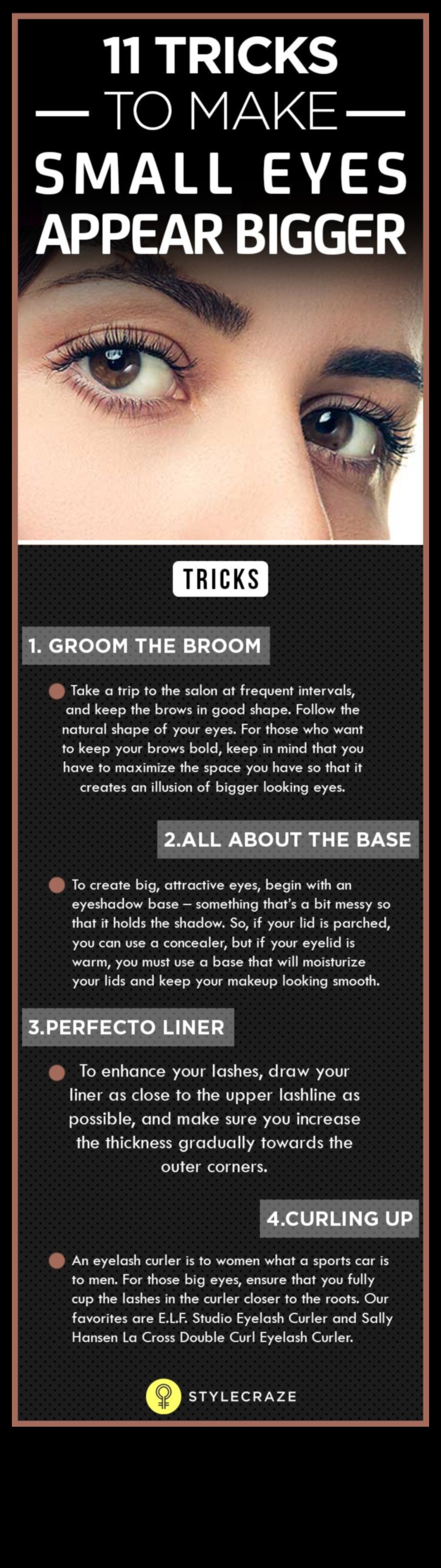 Palieliniet savas mazās acis ar ikdienas grima padomiem 5 Ikdienas grims mazām acīm: padomi atvēršanai un palielināšanai